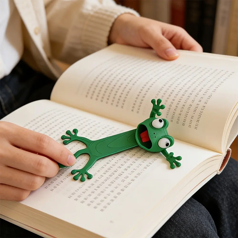 3D Cartoon Frog Book Mark, Creative Cute Reading Marker, Unique Design Office Supplies, Fun Learning Gift for Friends, Student Stationery
