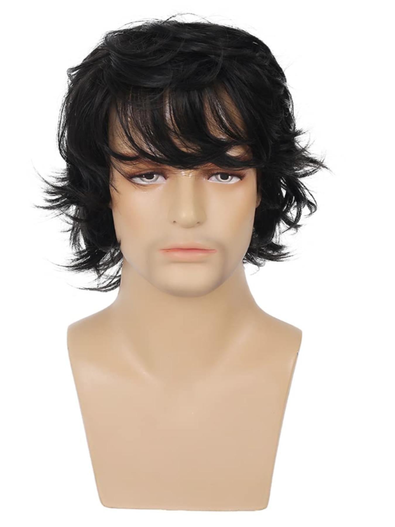 Men's 10inch Short Straight Layered Wig, Fashion Wig, Natural Fluffy Heat Resistant Wigs with Bangs, Synthetic Full Machine Wigs for Party, Daily Hairstyle Ideas