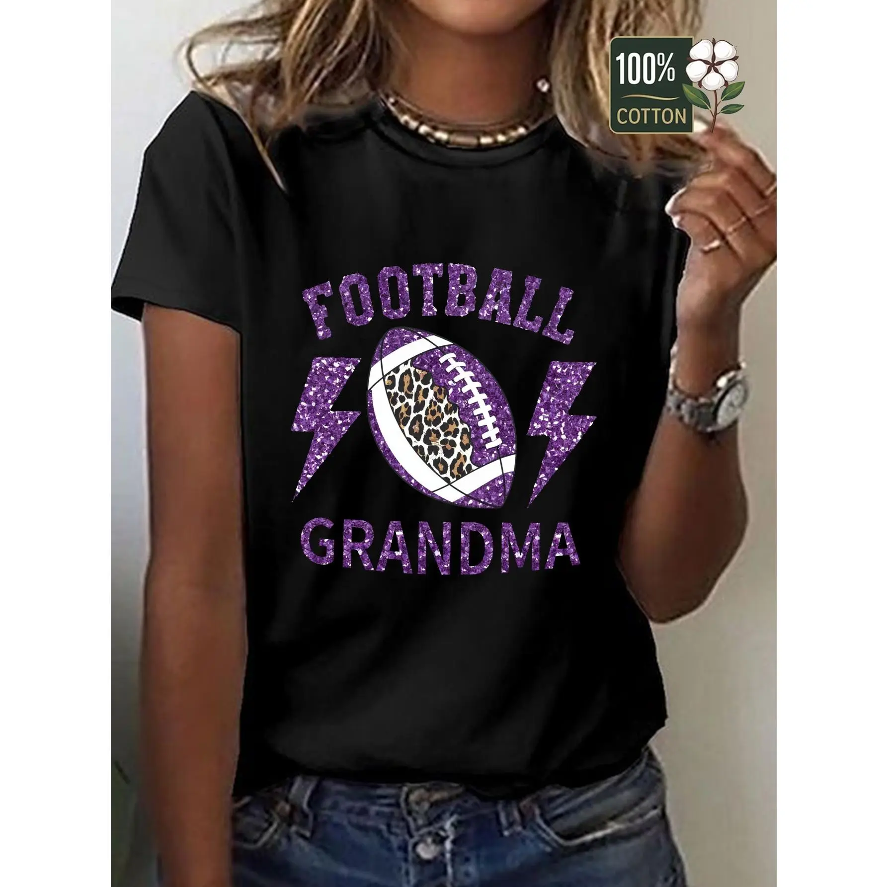 Comfortable Pure T-Shirt for Women from The Football Family, Featuring a GRANDMA Design