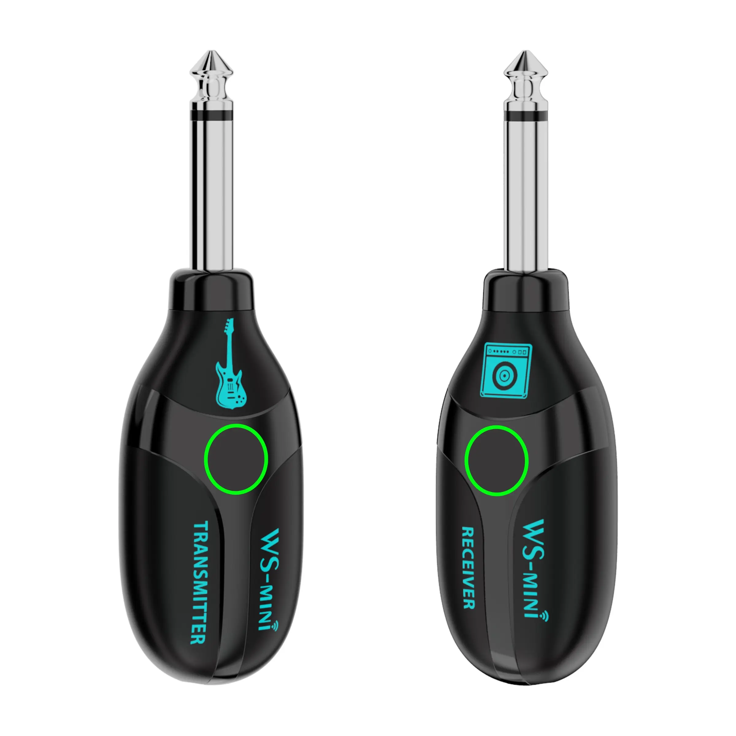 Rechargeable 2.4GHz Wireless Guitar System, Pro Audio Adapter Transmitter & Receiver for Electric Guitar Bass, Low Latency Instrument Wireless Transmission Equipment for Live Performance