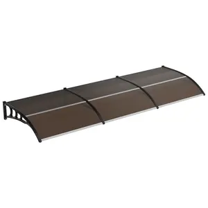 Garvee Awning for Door Entrance, 40x120 Window Awning Canopy Exterior, UV Rain Snow Sunlight Protection Door Awning with Plastic Steel Bracket,Polycarbonate Cover, Brown Board