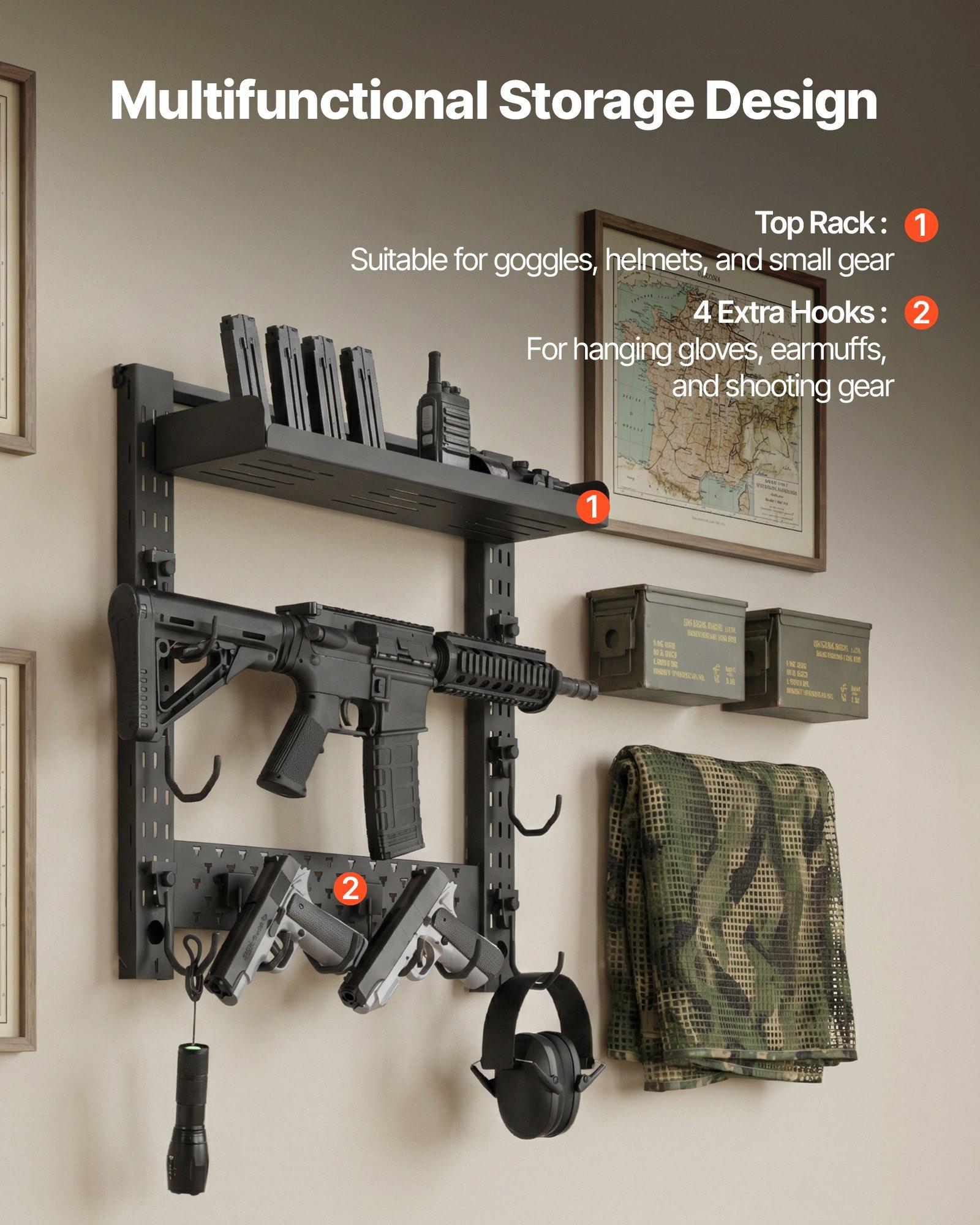 VEVOR Gun Rack Wall Mount, Heavy Duty Steel, Indoor Rifle Shotgun Rack ...