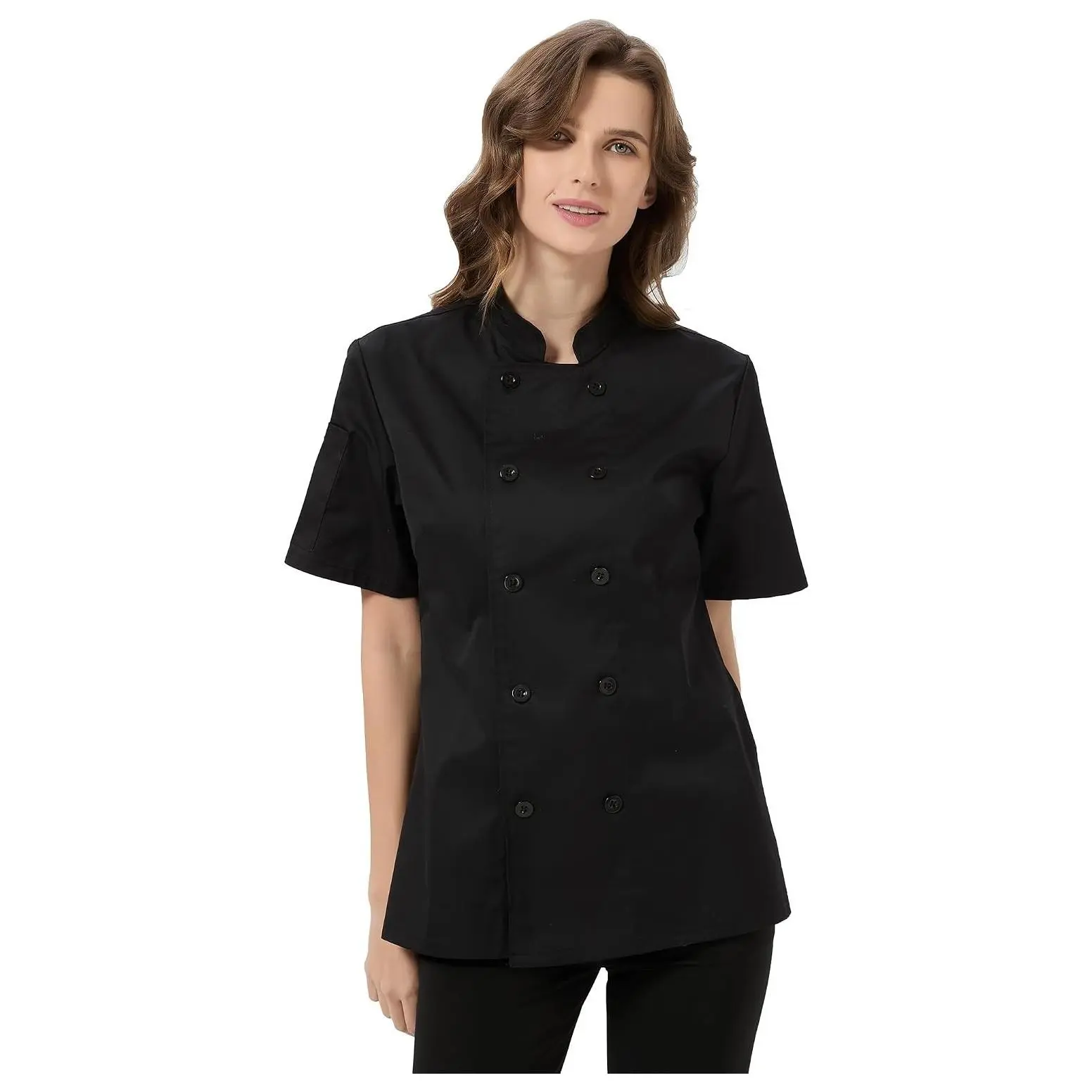Women's Short Sleeve Lightweight Chef Coat Uniform Jacket for Kitchen Restaurant BakeryGift