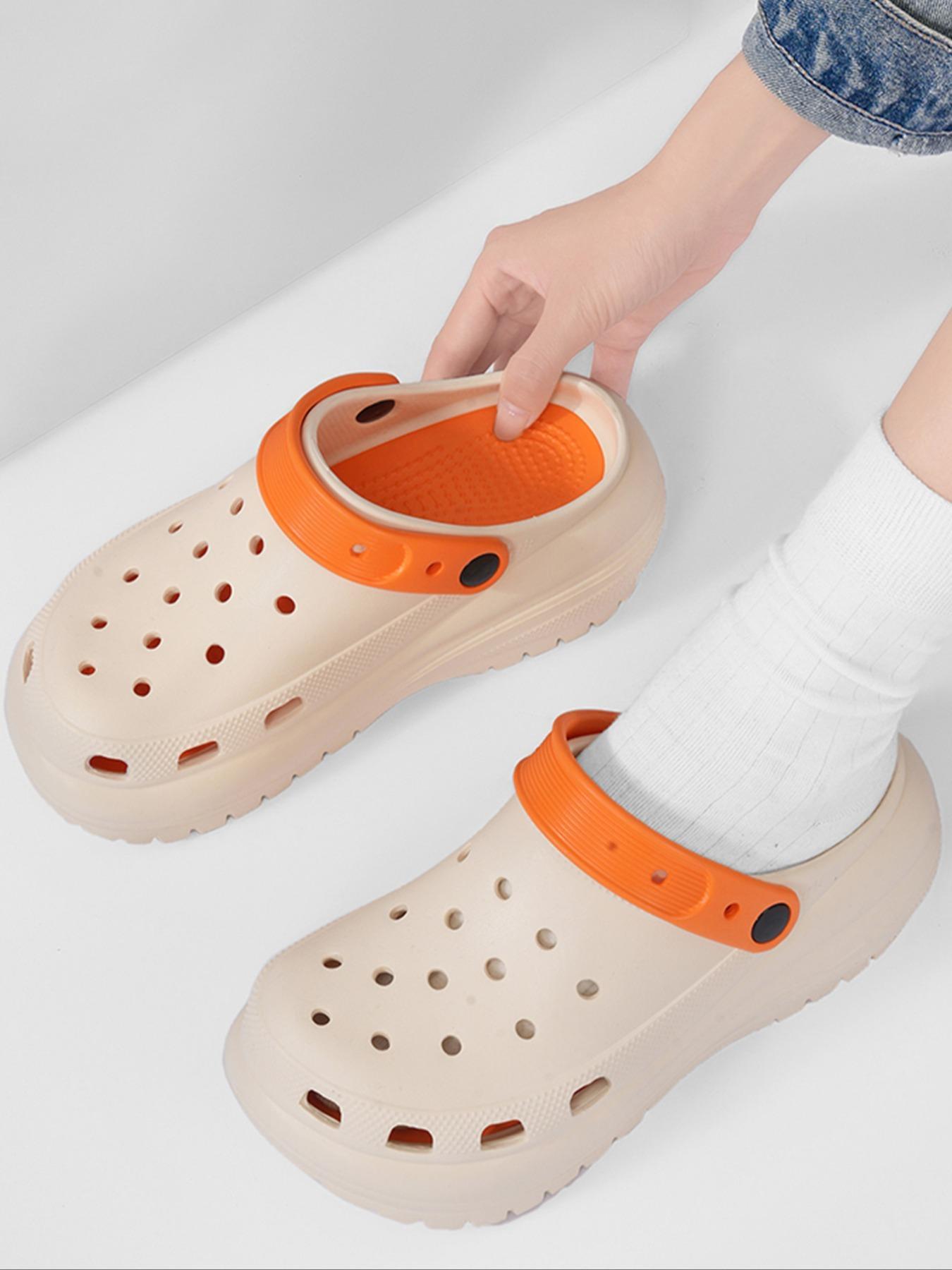 Women's Solid Color Platform Clogs, Casual Comfortable Breathable Clogs, Fashionable Shoes for Indoor & Outdoor Wear