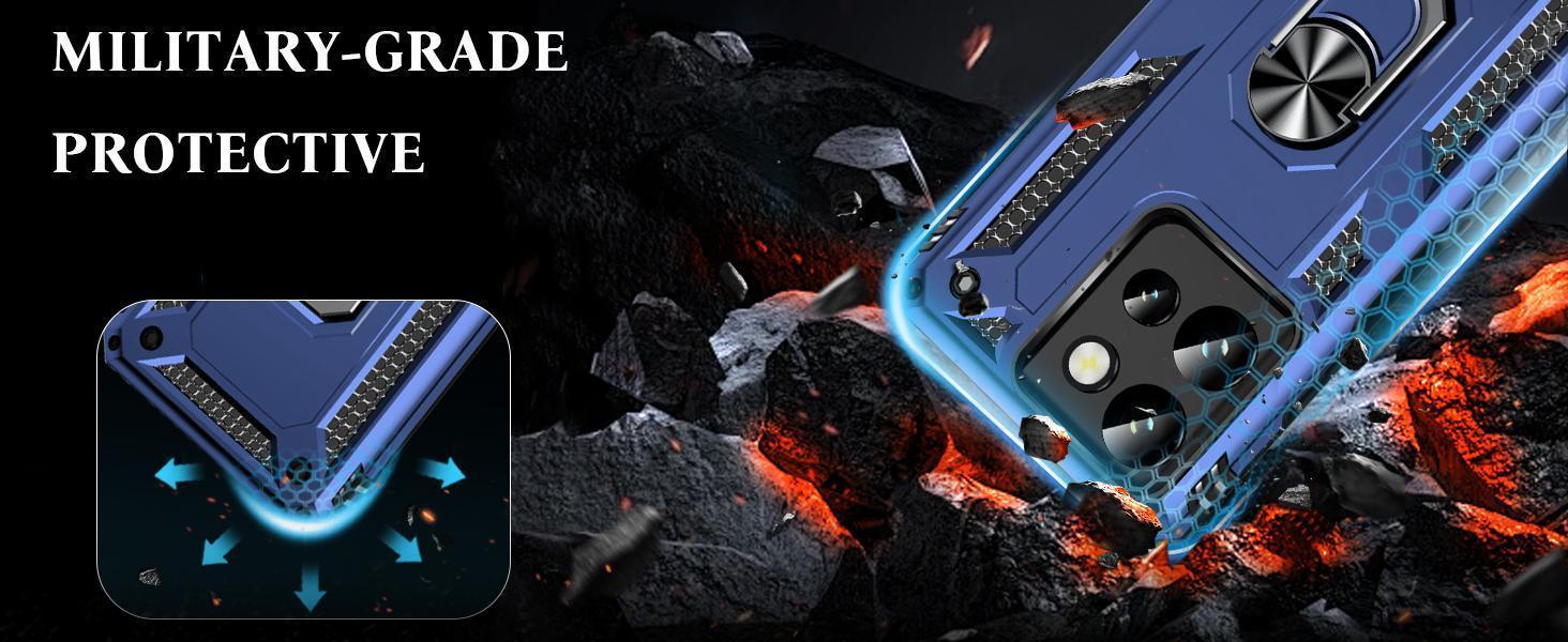 for Moto G Power 2025 Case: Moto G Play 2025 Case with Screen Protector - Military Grade Protective Cases with Finger Ring Holder Kickstand for Moto G Play/Power 2025(Blue)