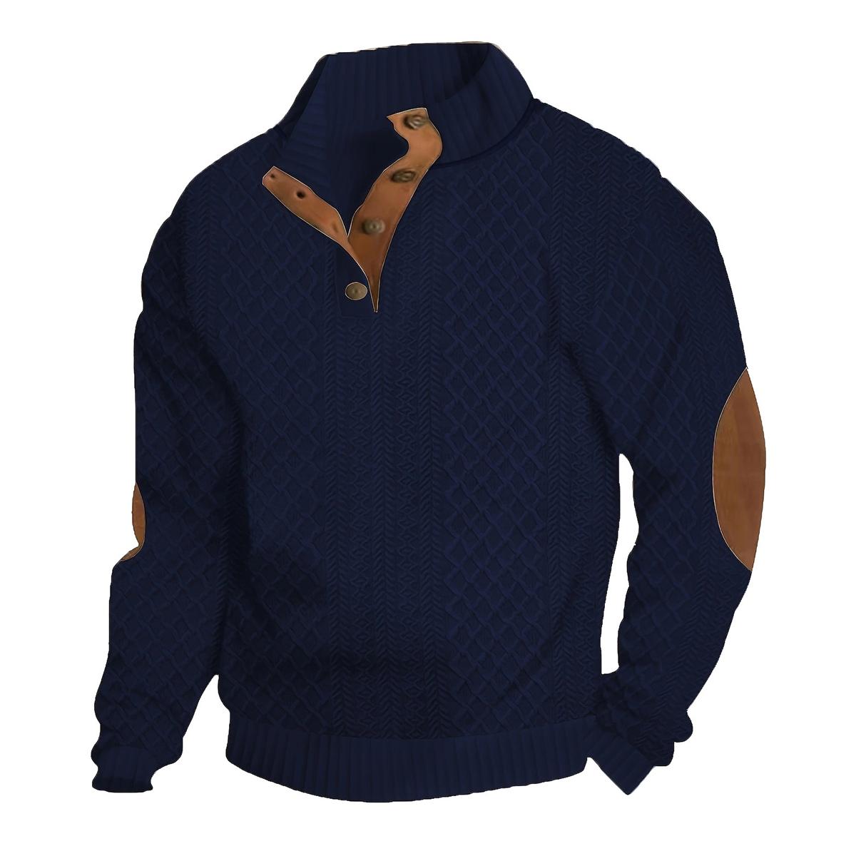 Trendsetting Men's Textured Pullover with Dynamic Splicing Details and a Complex Knit Pattern for Fashion-Forward Style