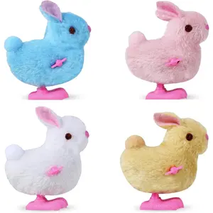 Chick Bunny Wind Up Toys Kids, 4 PCS Clockwork Novelty Jumping Hopping Toy Easter Egg Hunt Basket Stocking Party Birthday Gift