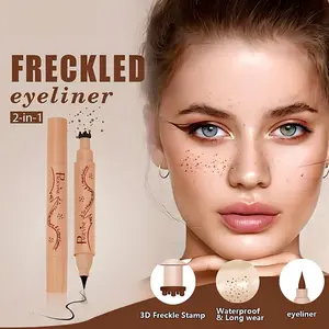 2-In-1 Dual Head Freckle Pen Eyeliner Liquid, Quick-Dry Waterproof Smudgeproof Pointed Pen, Realistic Fake Freckles Long-Lasting Design