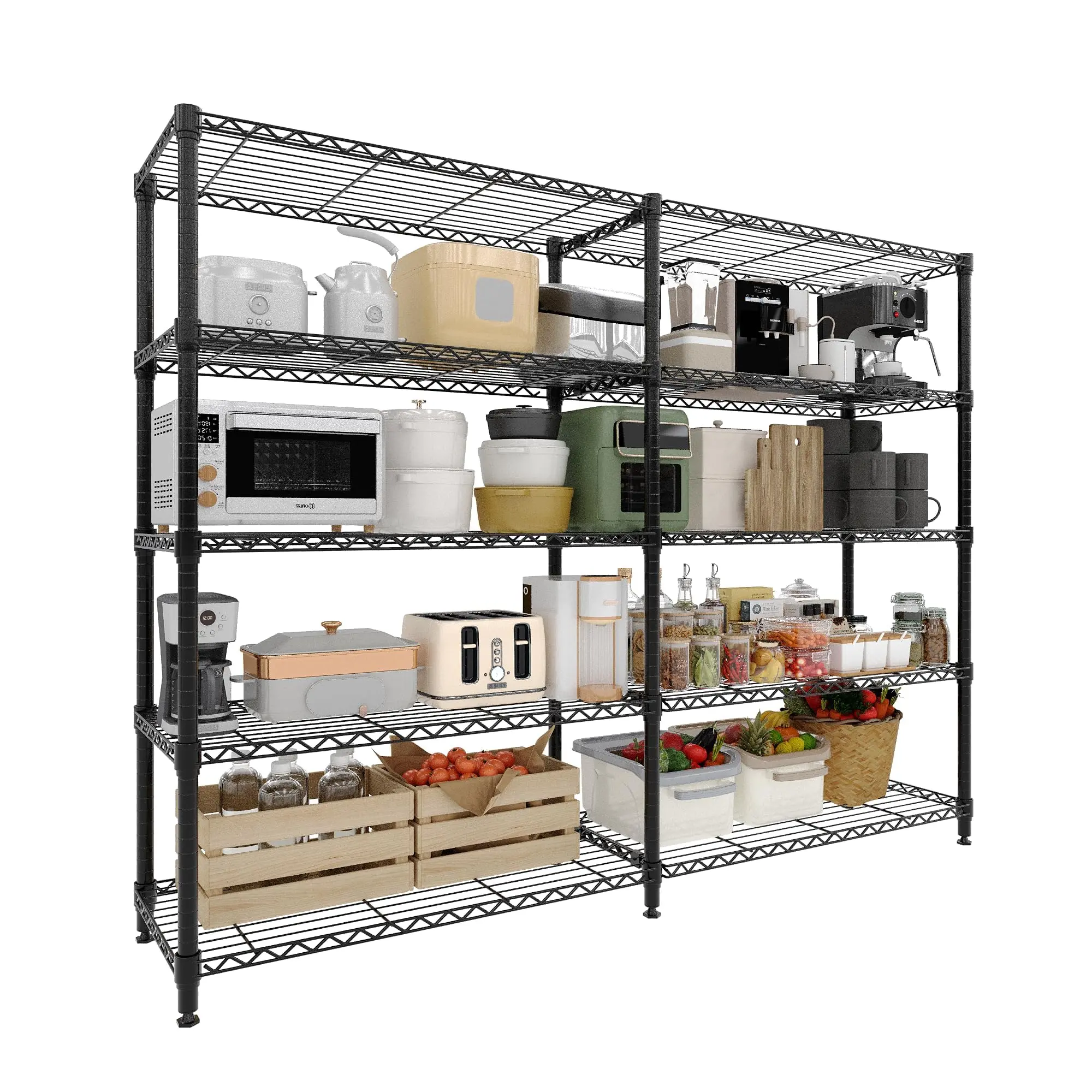 GARVEE Heavy Duty Shelf Metal, L-Shaped Wire Shelf with 5 Shelves