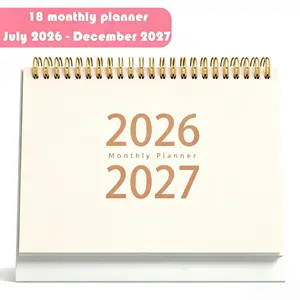 2026-2027 White Spiral Calendar - Double Spiral Bound Monthly Planner, for July 2026 to December 2027, Desk Calendar, Suitable for Office, Men and Women, Gift - English Date Planner