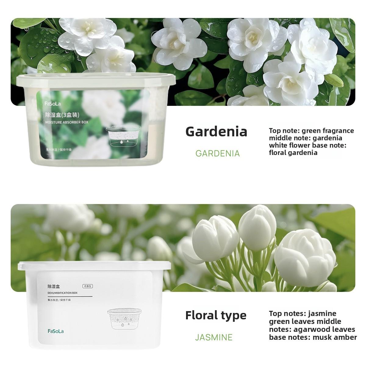 FaSoLa dehumidification box is a moisture-absorbing and damp-proof device for indoor wardrobes and shoe cabinets, a deodorizing and fragrance-retaining box, and a mold-preventing desiccant for dormitories