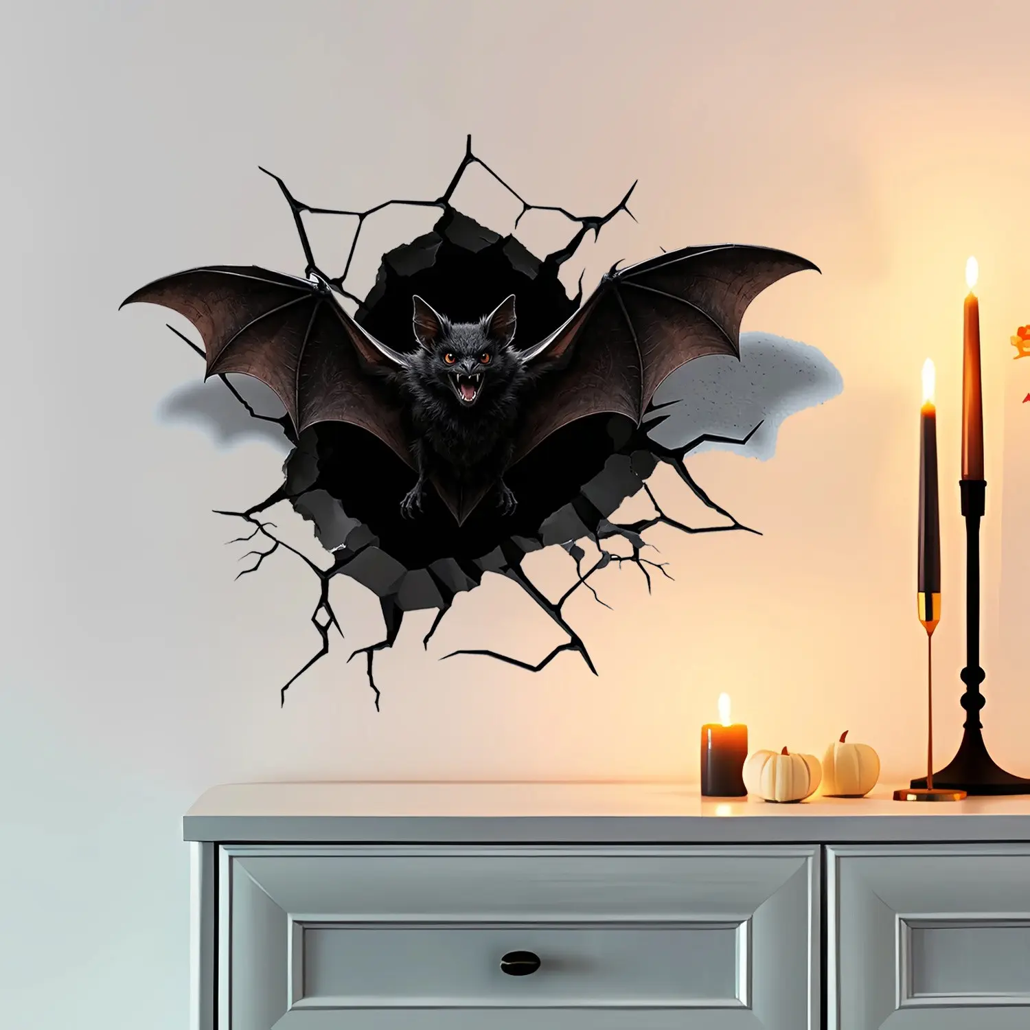 1pc Bat Wall Sticker, Fun Home Decor for Living Room Bedroom Kitchen, Halloween Decoration Gift, Creative Wall Decorations for Indoor Spaces