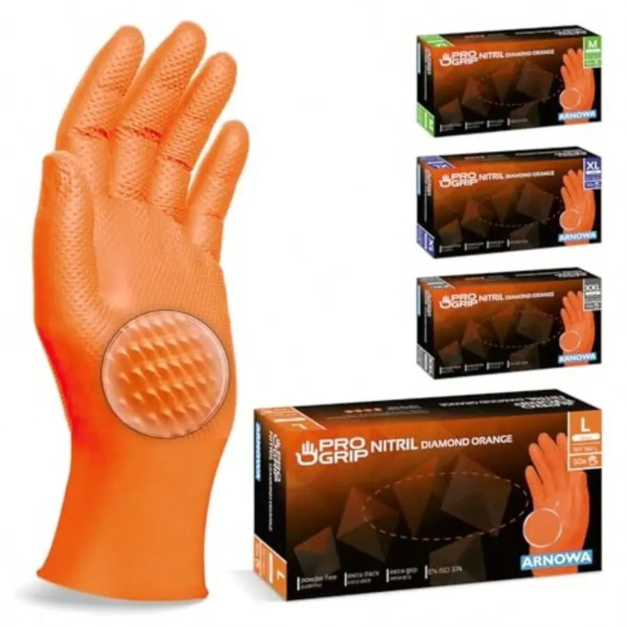 Diamond Texture Nitrile Gloves, Latex-Free Disposable Gloves, Powder-Free, Ideal for Car Repair, Kitchen, Bathroom, Home Cleaning