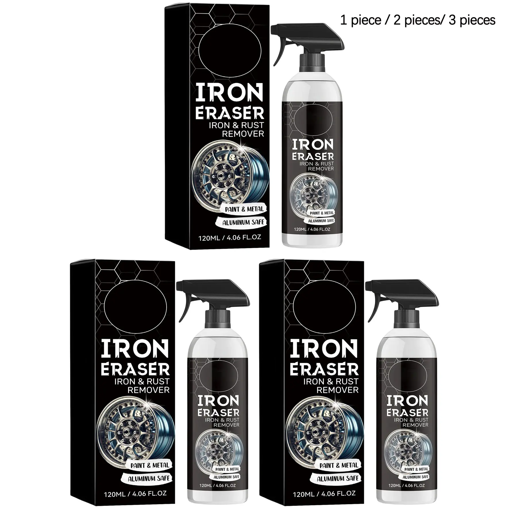 Car Rust Cleaner (120ML/120ML*2/120ML*3), Gentle Wheel Brake Oxidation Rust Stain Body Spot Spot Remover, Daily Car Beauty Spray, Automotive Rust Remover
