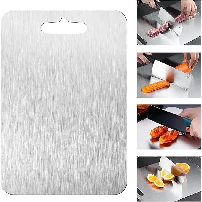 18x12 New Pure Titanium Chopping Board - 100% Food-Grade, Double-Sided Kitchen Cutting Board for Meats, Fruits