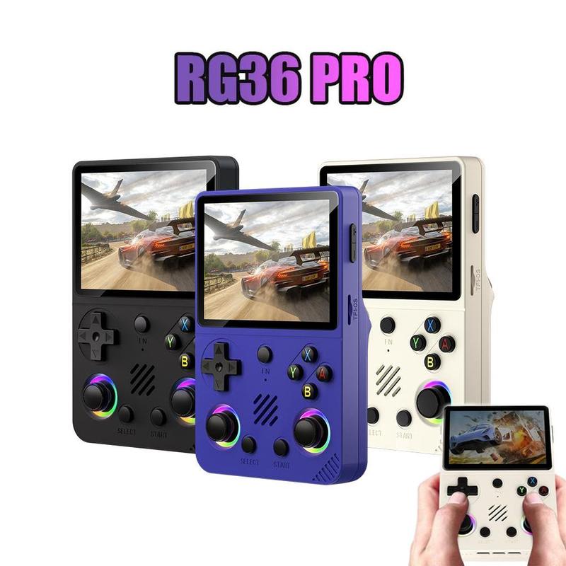 RG36 PRO Retro Handheld Game Console with 3.5 Inch IPS Screen Linux System Multiple Color Options Black Purple White