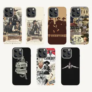 Tombstone-Themed Phone Case — A Western Movie-Style Protective Cover featuring the classic "Huckleberry" quote. Compatible with iPhone 11–17 Pro Max/Plus series and Samsung Galaxy S23–S25 series. An exclusive gift for vintage film enthusiasts.