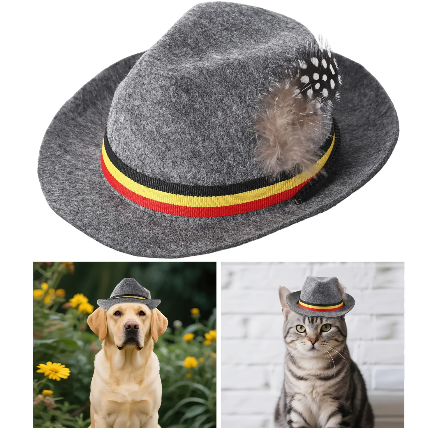Drinking Festival Hats Pet Costume Accessories Set, Felt Fedora Retro Hats for Dog&Cat – Pet Accessory – 18×16×7cm