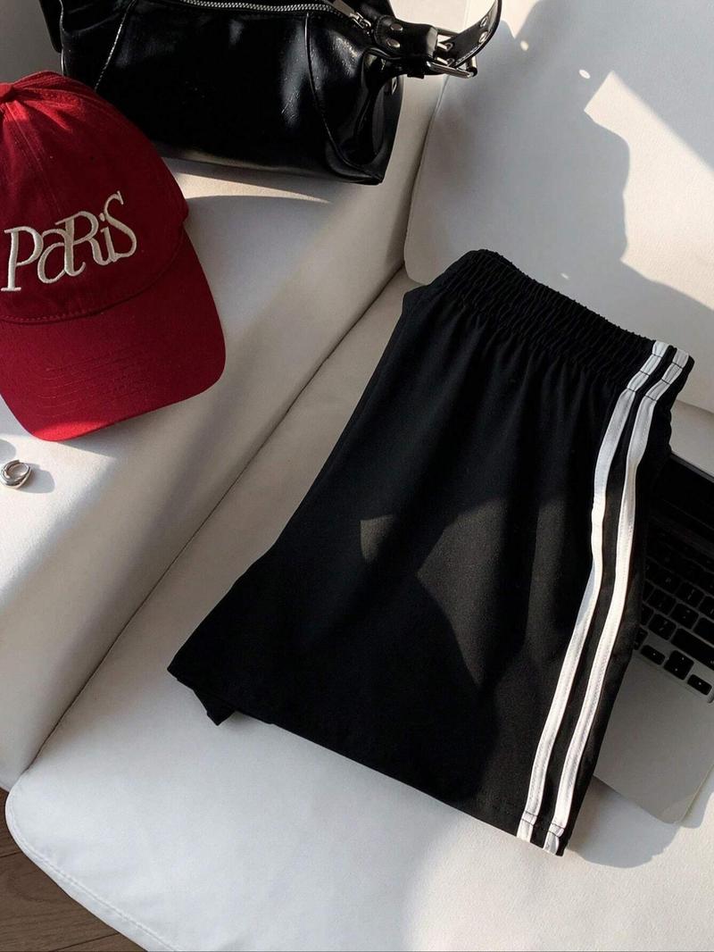 Women's Side Stripe Shorts, Casual Comfy Breathable Skinny Shorts for Daily Wear, Ladies Bottoms for Summer