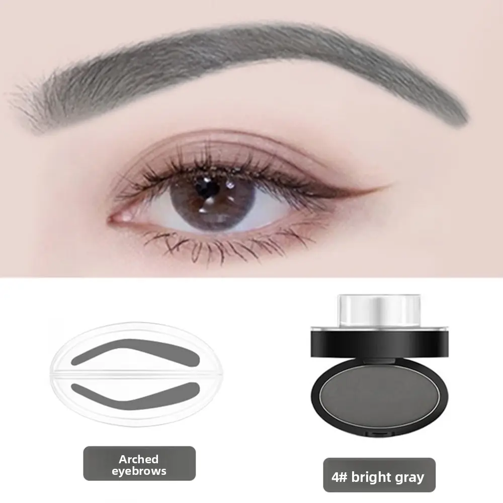 Natural Look Eyebrow Stamp Powder, Long Lasting Waterproof Brow Stamp Stencil Kit, Beginner Friendly Lazy Eyebrow Makeup Tool