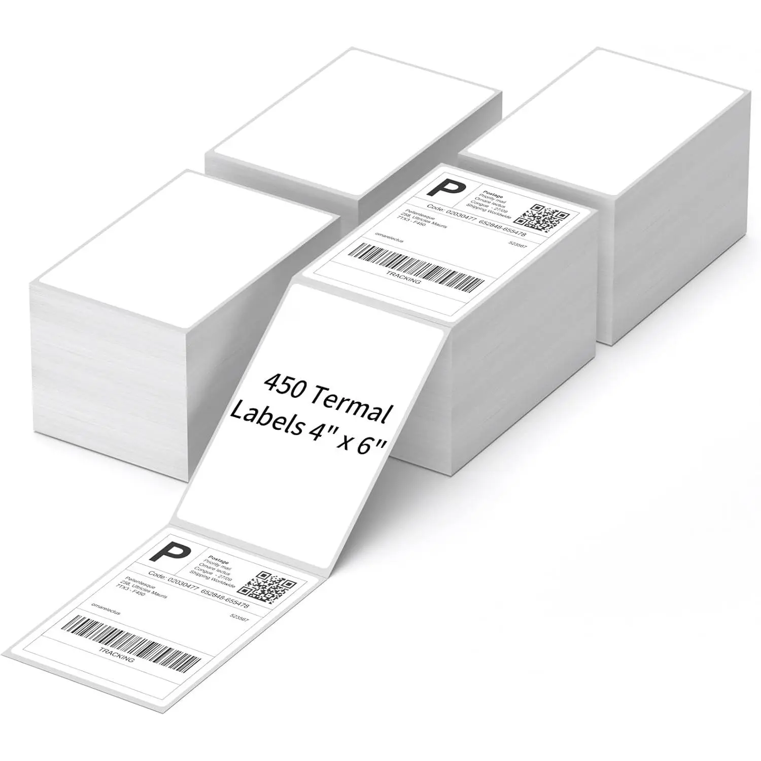4" x 6" Direct Thermal Labels Roll, 450 Labels/Roll, White Perforated Shipping Labels Compatible with , Elton Printers(1 Roll)
