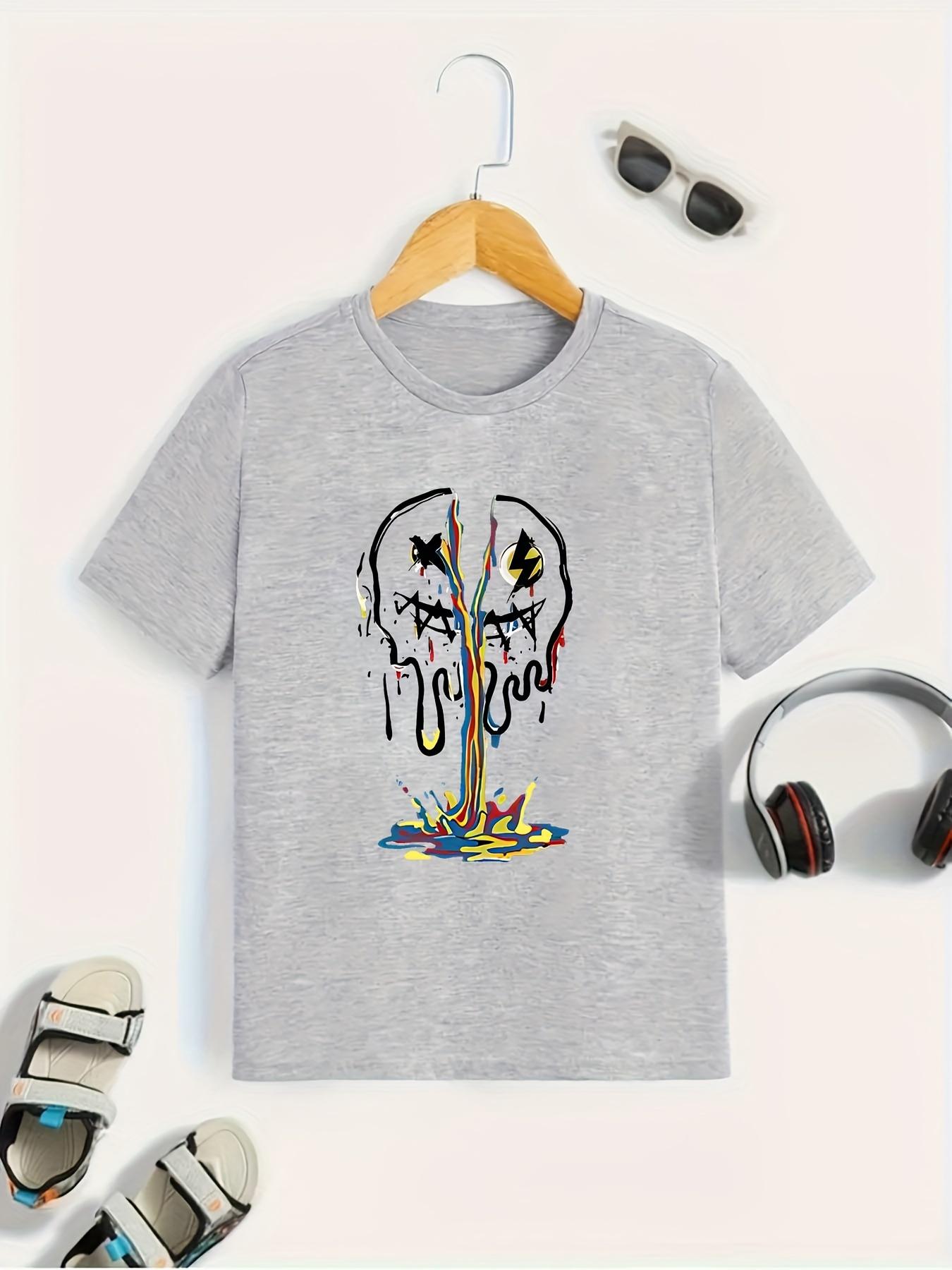 Youth T-Shirt with Contrasting Color Prints, for Teenager, For Teenager