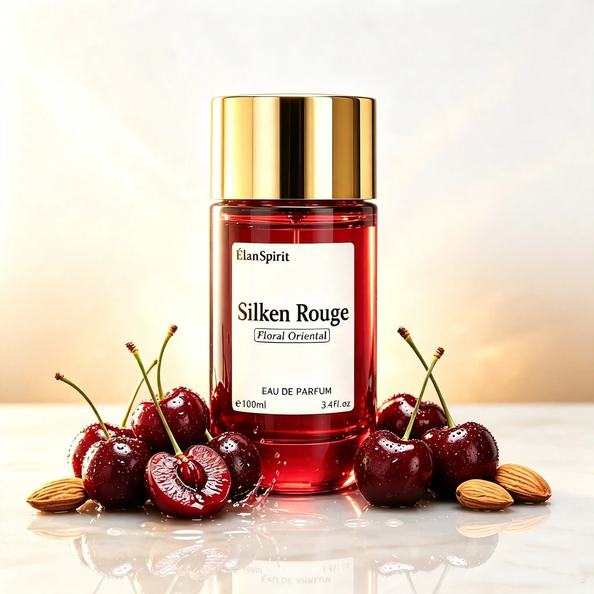 Seductive Cherry Perfume for Women, Eau de Parfum 100ml – Silken Rouge, Long-Lasting Gourmand Oriental Fragrance, Gift for Her