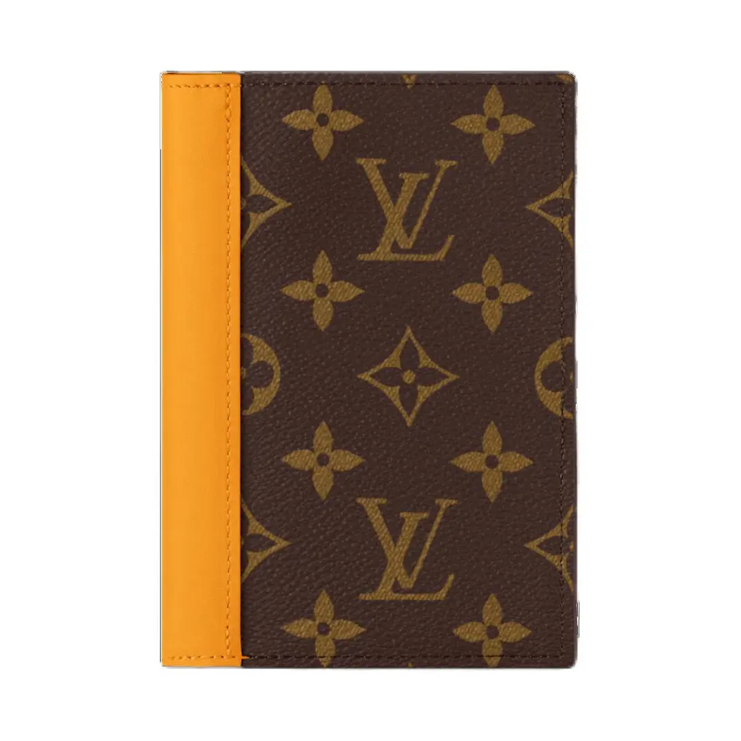Louis Vuitton Colormania Letter-Logo Flap Passport Case for Men in Yellow and Brown Coated Canvas