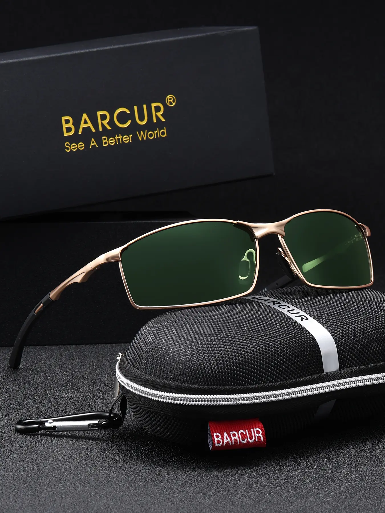 BARCUR Men's Polarized Sunglasses, Rectangle Sunglasses, Metal Rectangular Frame with TAC Lens, UV Protection Anti-Glare Eyewear, Fashion Shades for Fishing Cycling Camping Outdoor, Comes with Brand Packaging, Ideal Holiday Gift