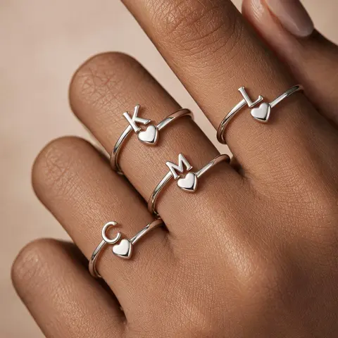 S925 Sterling Silver  Alphabet Ring A-Z, Personalized Initial Ring, Minimalist Open-Design Women's Stacking Ring, Chic Jewelry for Fashionable Gifts Stackable Rings