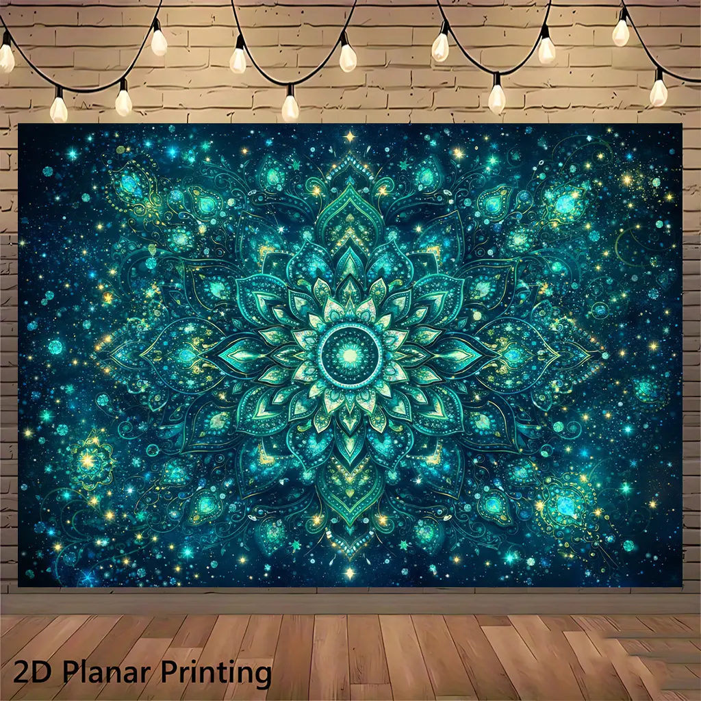 Boho Mandala Tapestry Wall Hanging 2D Flat Woven Fabric Wall Art for Bedroom Aesthetic Room Decor Party Photo Backdrop No Tools Easy Hang Trending TikTok Home Finds