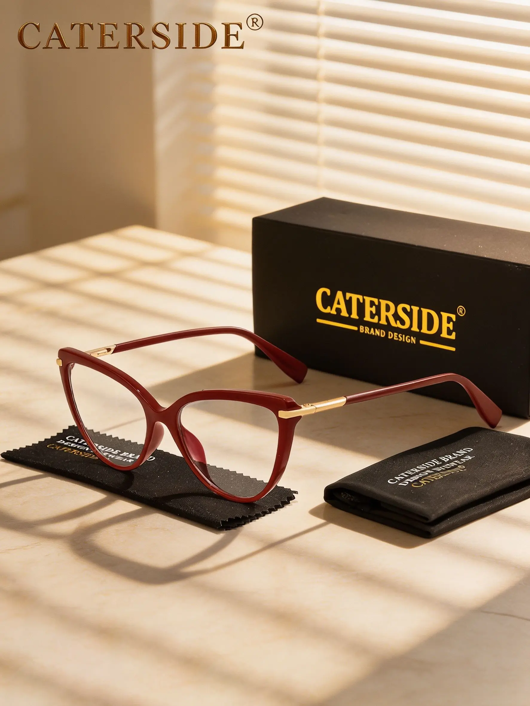 CATERSIDE 1 count with packaging — Cat-eye non-prescription glasses, trendy & edgy, blue-light blocking TR90 frame. Unisex. Perfect for gifting, parties, street photography, fashion styling, gatherings.