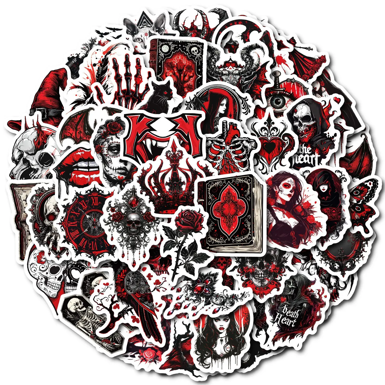 50PCS Halloween Demon Sticker Pack, Waterproof Gothic Horror Vinyl Decals for Laptop, Water Bottle, Skateboard, Phone Case, Journal, DIY Crafts, Punk Aesthetic Decor & Spooky Party Accessories tiktokshopbacktoschool