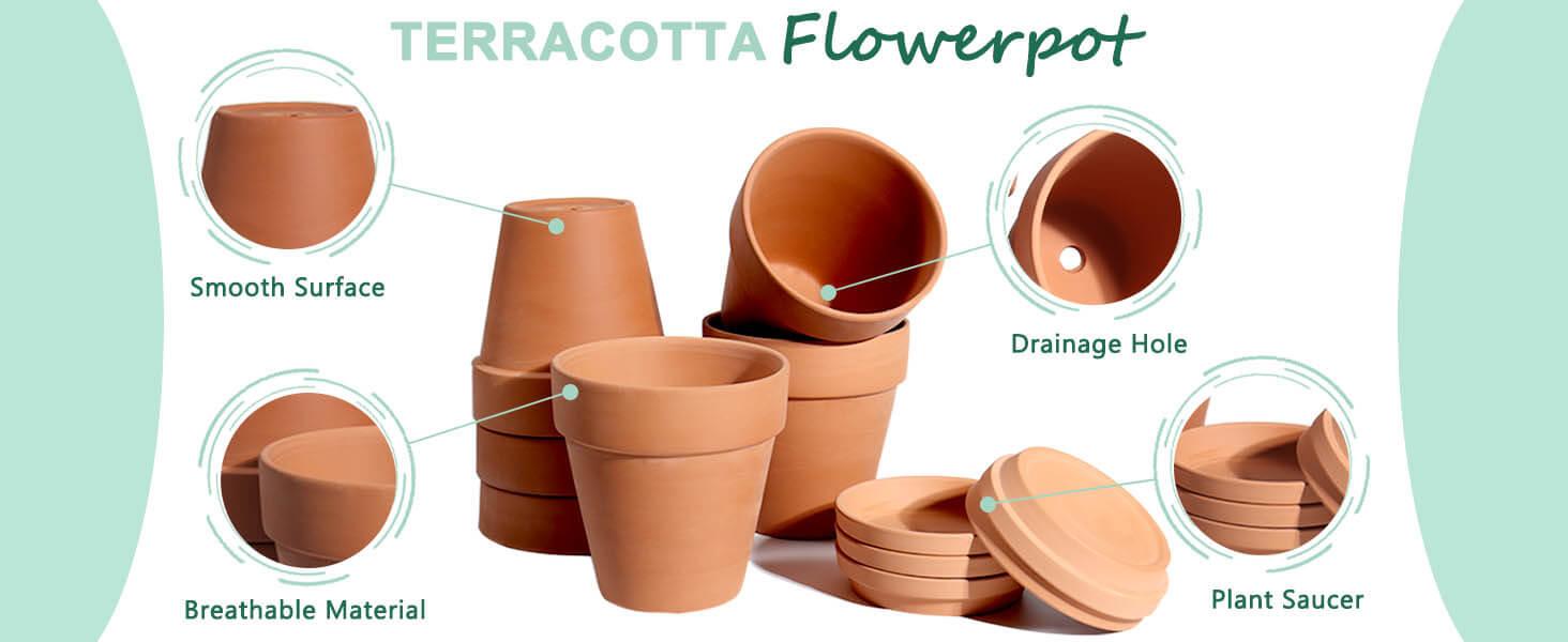 3 inch Terracotta Clay Pots for Plants with Saucer - 12 Pack Small Terra Cotta Planter Great for Garden Windowsill Indoor & Outdoor Wedding Favors Gifts