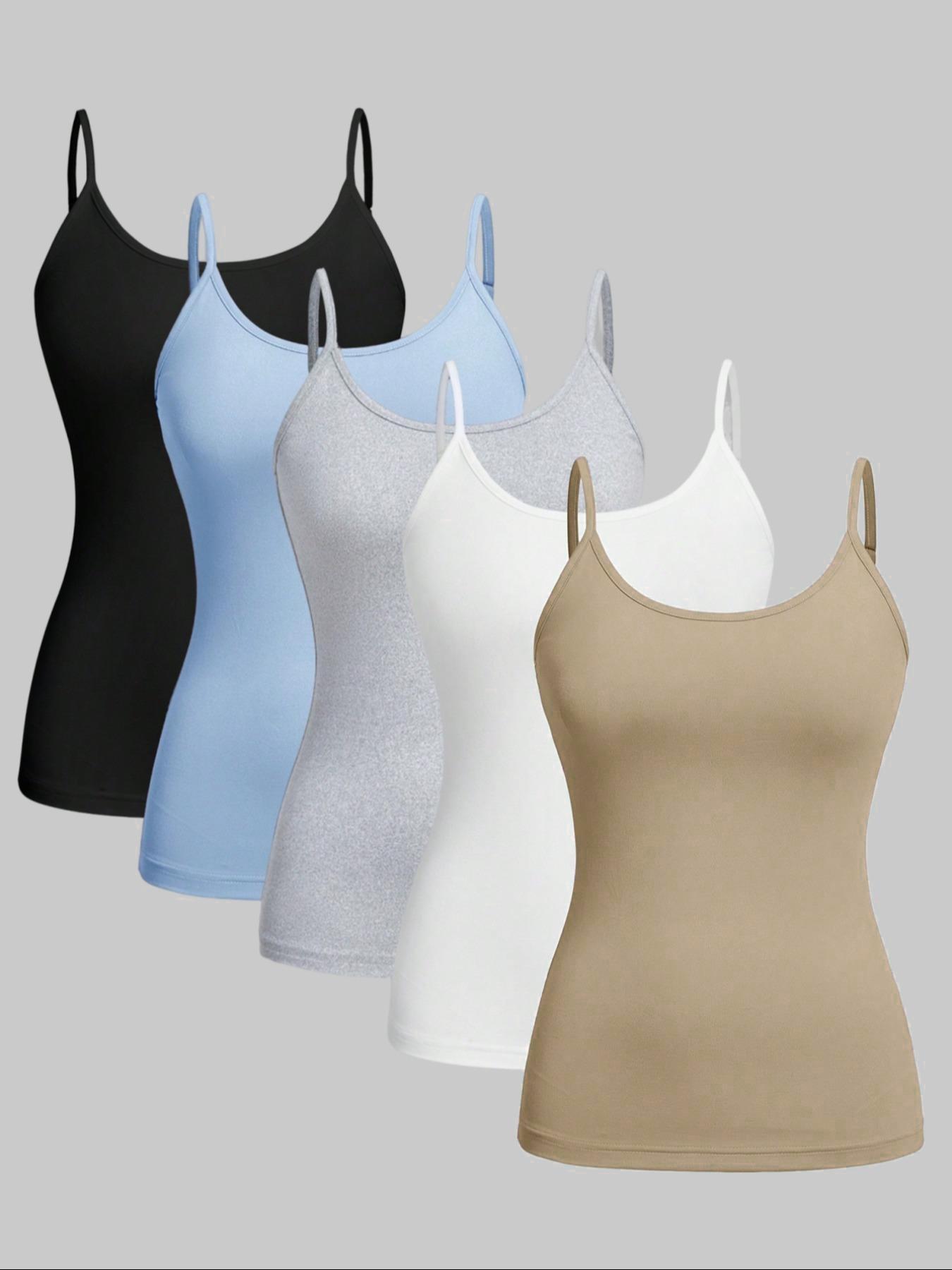 Women's Solid Color Adjustable Spaghetti Strap Cami Top, Casual Sleeveless Top for Daily Wear, Ladies Clothes for All Seasons, Womenswear