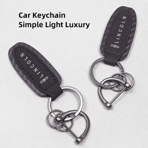 Metal Leather Car Keychain Car Key Ring For Lincoln Navigator Continental Nautilus Aviator MKZ MKX MKC MKT MKS Corsair Mark E