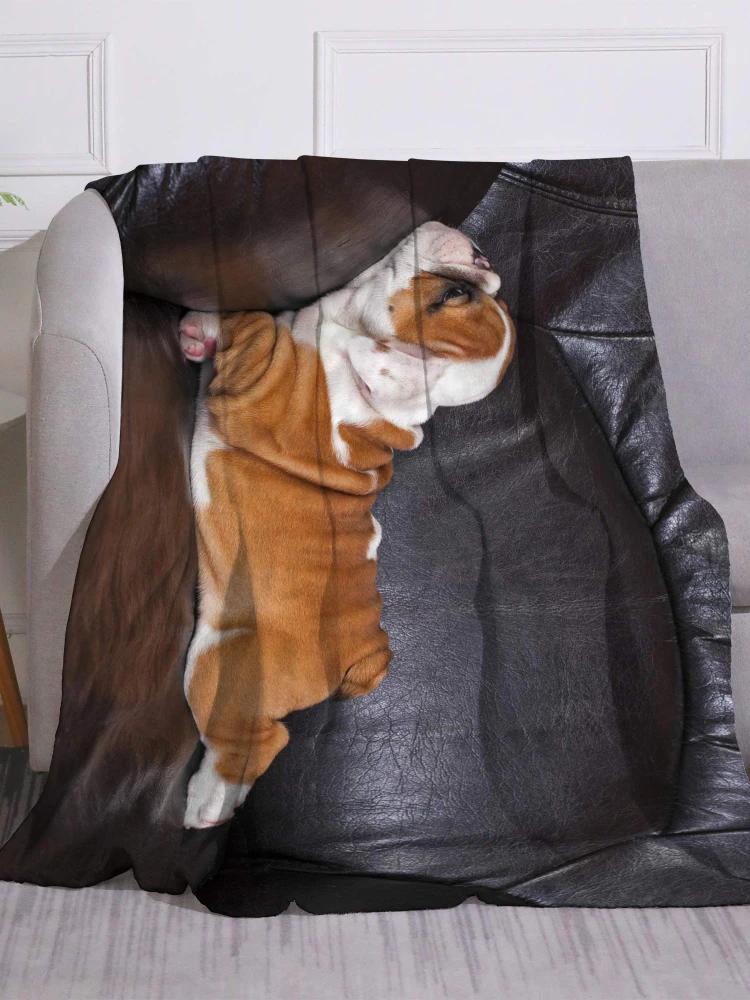 English Bulldog Awesome Funny  Dog Blankets Coral Fleece Winter Lightweight Thin Throw Blanket for Home Office Rug Piece