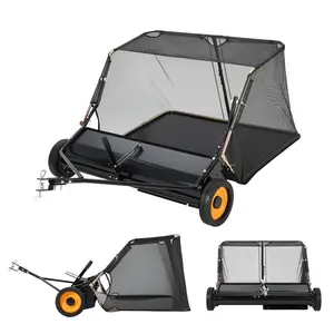 Gaomon-44 Inch Tow Behind Lawn Sweeper, 26 Cu.Ft Large Capacity Hopper, Heavy Duty Grass & Leaf Collector, Adjustable Brush Height with Dumping Rope, for Yard Lawn Cleaning