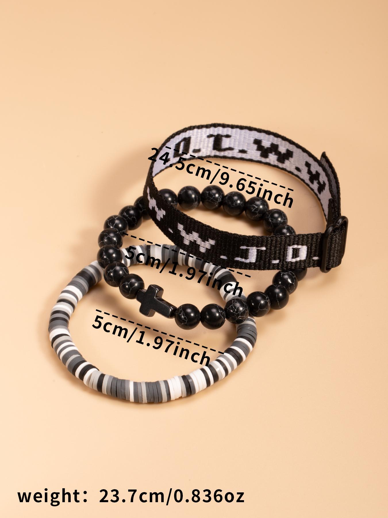 WWJD Letter Design Bracelet, Cross Charm Bracelet for Women & Men ...