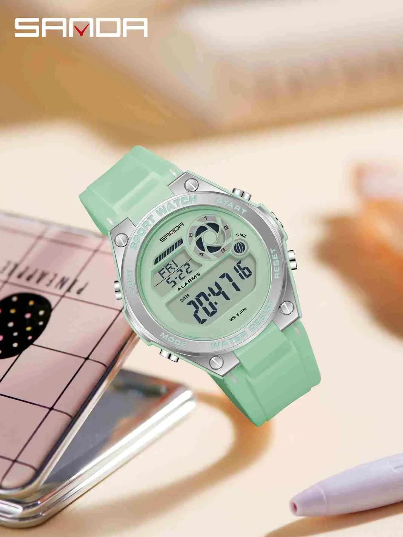 Multifunctional Sanda Electronic Watch, Square Dual Screen, Waterproof Alarm, Dual Time Zones, Casual Sports Wristwatch, fashionable waterproof wristwatch, Ideal Gift
