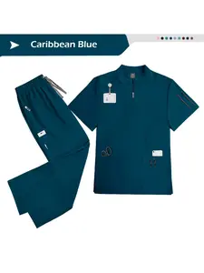 Men's Elastic Isolation Work Clothes Standing Collar Handwashing Set for Pharmacy and Clinic Staff