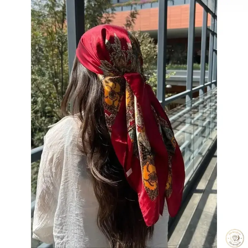 Paisley Printed Satin Square Scarf For Women, Silky Smooth Multi‑Use Head Wrap Bandana, Versatile Fashion Accessory For Hair Styling, Neck Wear, Handbag Decoration And Beach Daily Outfits