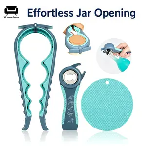 Four in one can opener, 3-piece multifunctional can opener, easy-to-use kitchen tool suitable for the elderly, essential kitchen tool and Father's Day gift, tableware, beverage can opener