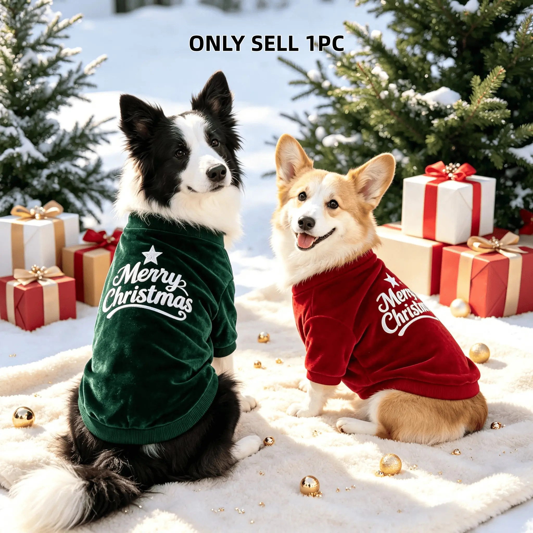 1PC Christmas pet clothing for autumn and winter, adorable pet outfit, soft and comfortable pet clothing, giving the furry friends a surprise. An extremely cost-effective and surprising good item, suitable for small and medium-sized dogs as well as cats.