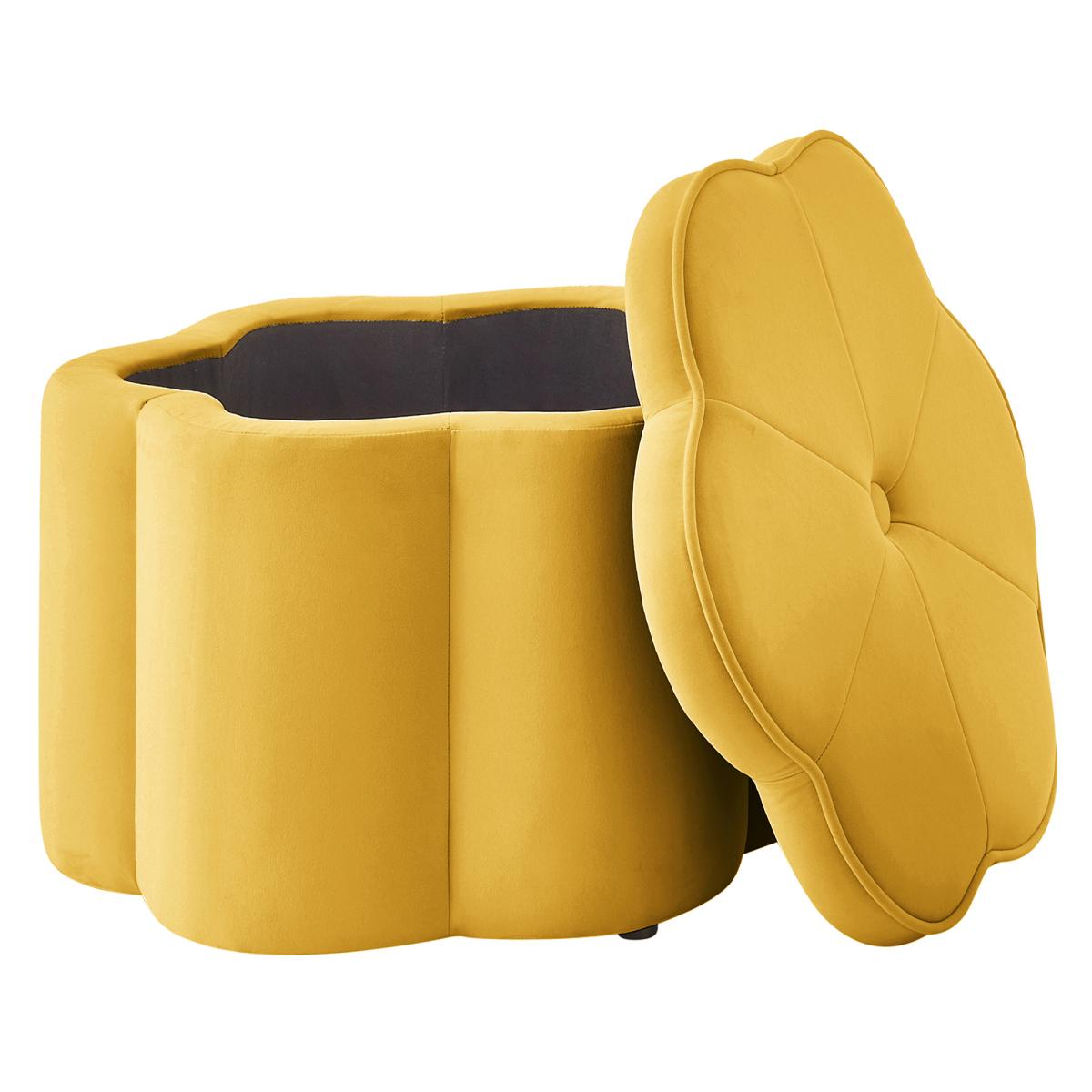 Set of 2 Ottoman with Storage,Flower Shape Petal Ottoman,Upholstered Velvet Storage Ottoman Bench,for for Living Room, Living Room and Entryway