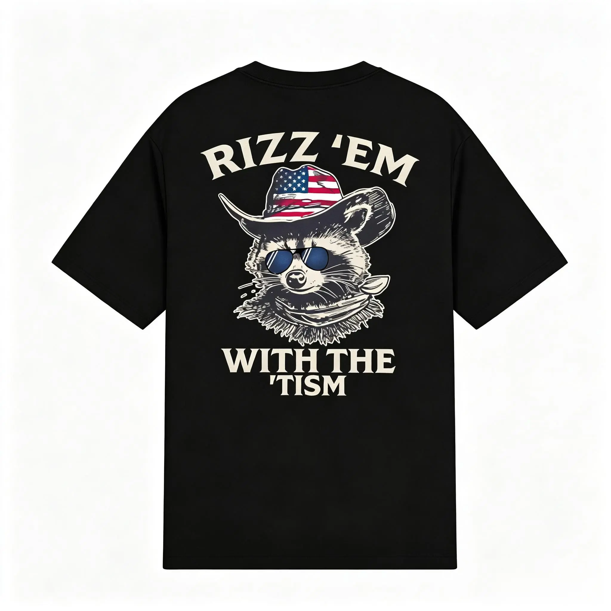 Graphic Pull-On Casual Hooded Sweatshirt Top - Long Sleeve, Fun Cowboy Hat Raccoon Design, Ideal for Outdoor Parties, Casual Events (Rizz 'Em With The 'Tism Themed)