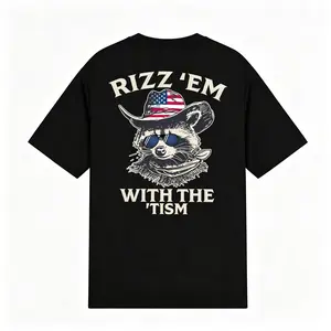 Graphic Pull-On Casual Hooded Sweatshirt Top - Long Sleeve, Fun Cowboy Hat Raccoon Design, Ideal for Outdoor Parties, Casual Events (Rizz 'Em With The 'Tism Themed)