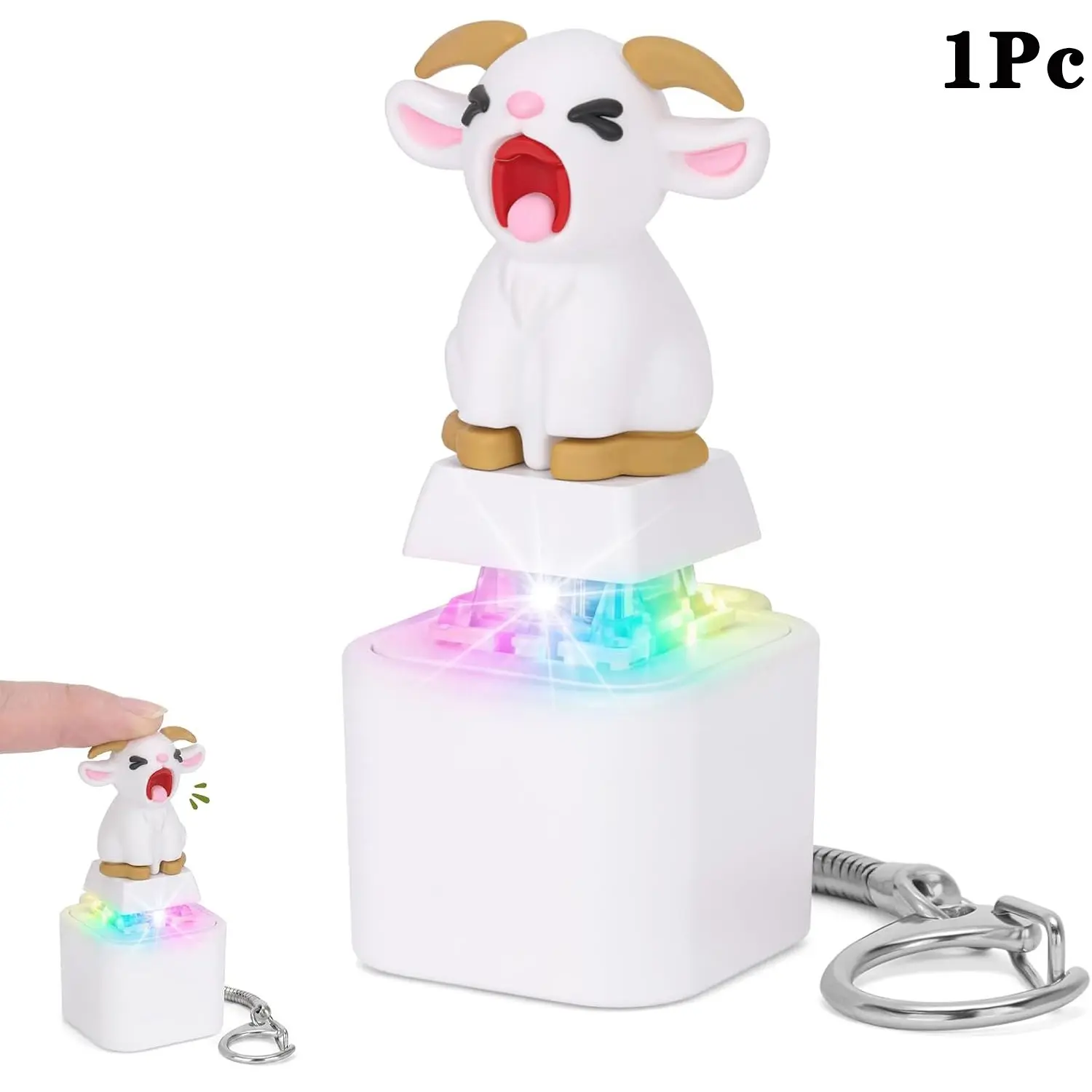 Rechargeable Squeaking Goat Keyboard Fidget Toy, LED Light & Goat Scream Sound, Asmr Desk Toy for Adults, Office Gag Gift