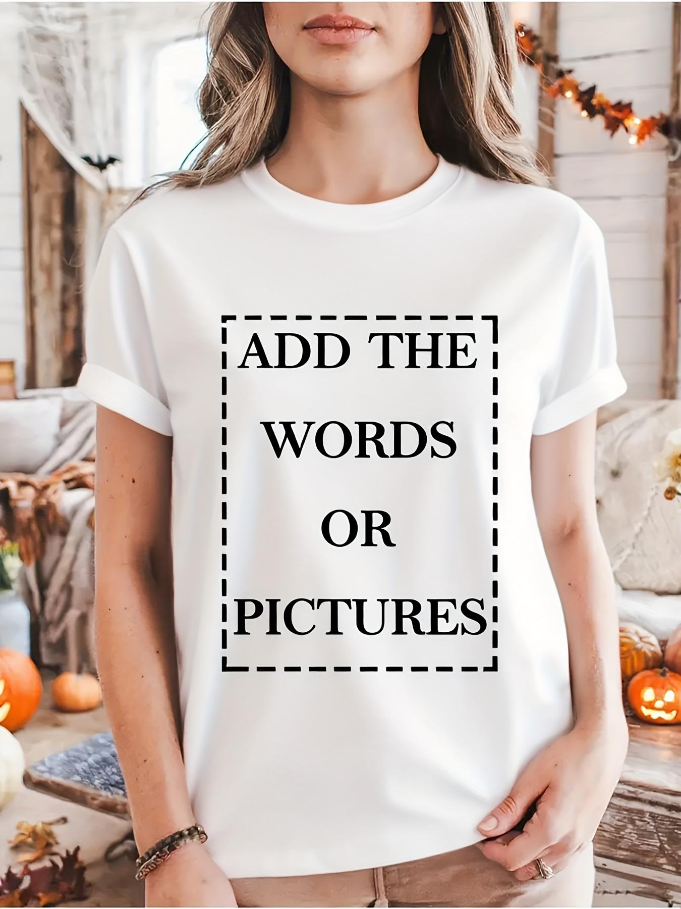 Women's T-shirt, solid color pattern printed short-sleeve T-shirt, customizable with personal images/text, machine washable, round neck, suitable for casual wear, parties, outdoor activities, Valentine's Day and Easter gifts, elegant T-shirt