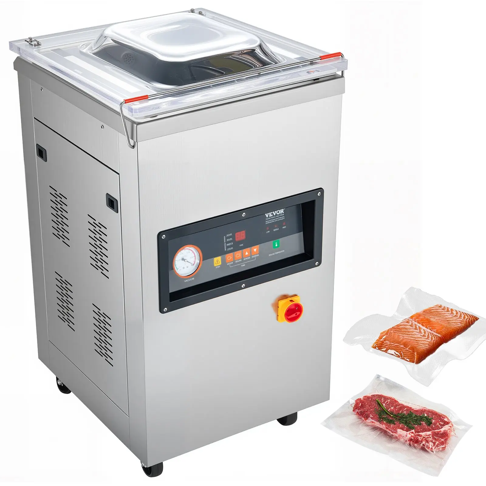 VEVOR Chamber Vacuum Sealer Range, Tabletop and Floor-Standing Vacuum Packing Machines for Wet Foods and Marinades, 3 Spec Options